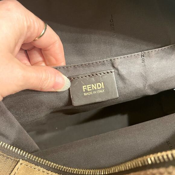 Fendi Foresta Boston Pequin Striped Suede & Leather Box Tote Satchel Bag - Picture 14 of 16